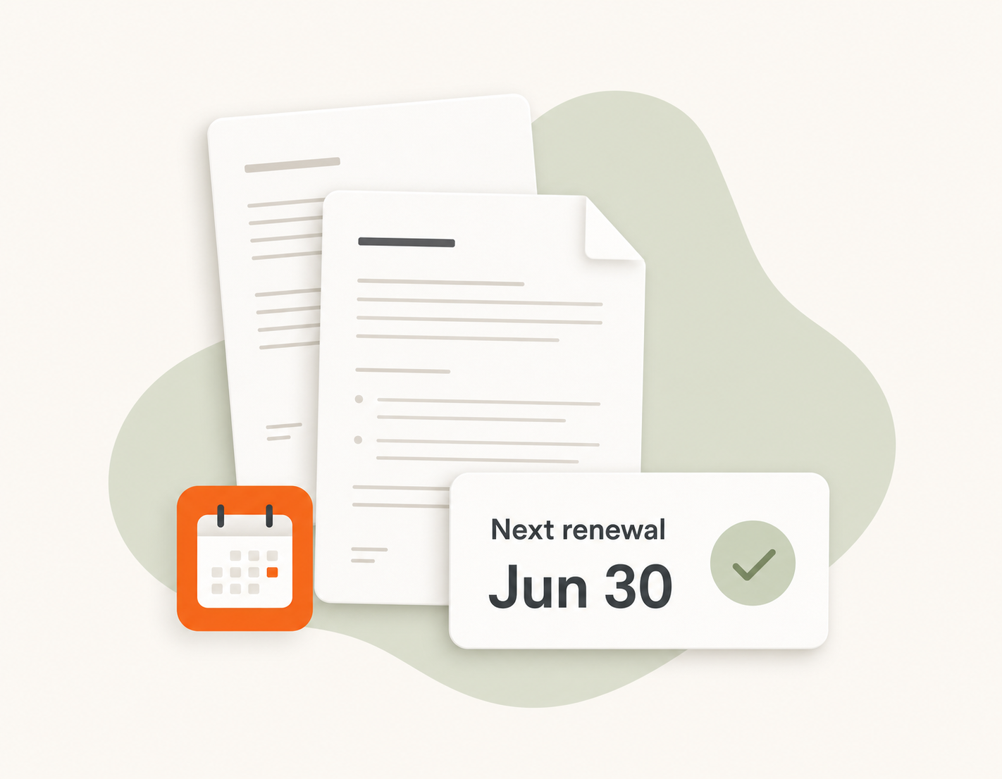 Illustrative artwork of contract pages and a calendar date